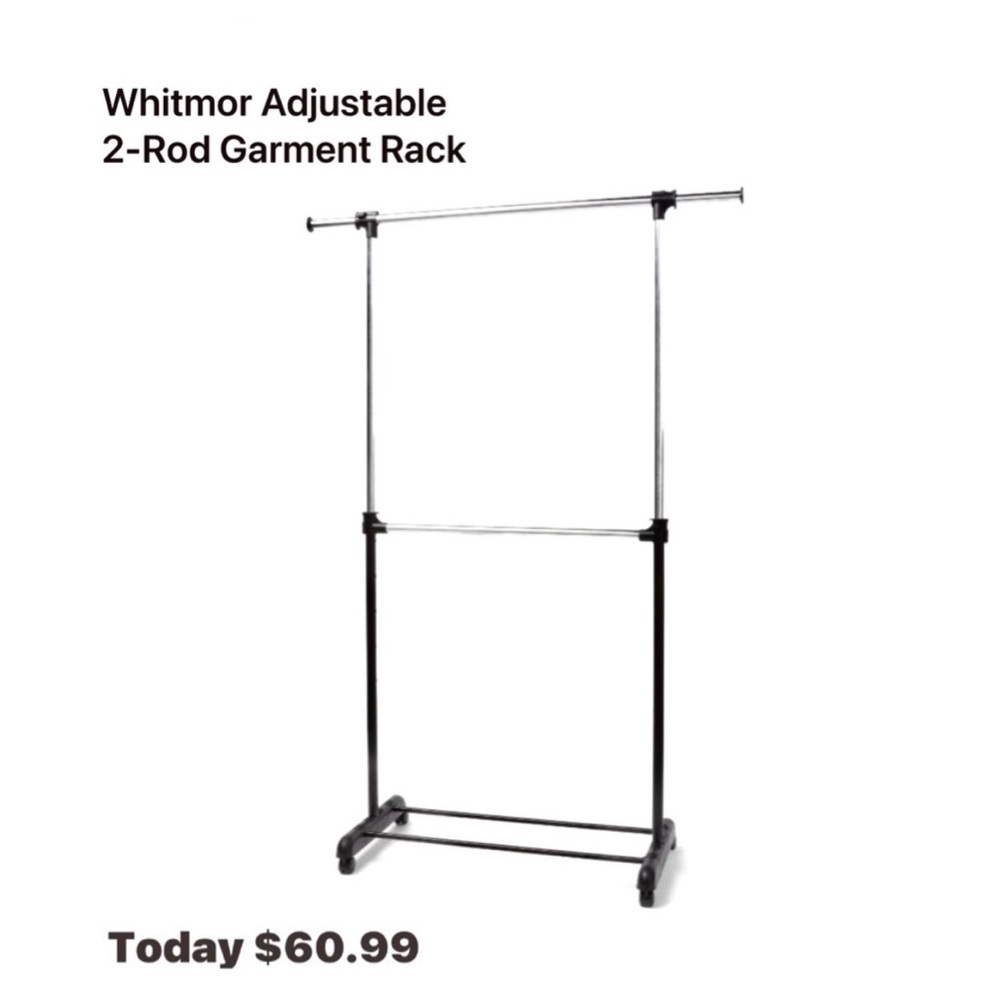 Whitmor™ Adjustable Rod Rolling Garment Rack - Picture 5 of 7